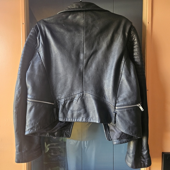 Black Leather Biker Jacket - Picture 3 of 4